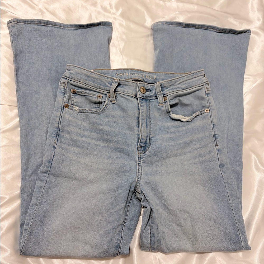 American Eagle Outfitters Women's Sky Blue Flare Jeans
